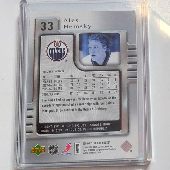 Ales Hemsky Edmonton Oilers Upper Deck THE CUP HOCKEY 2006/07 053/249 - Picture 2 of 2